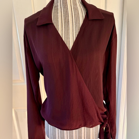 luca Tops - Luca wine colored women’s wrap top  in size large